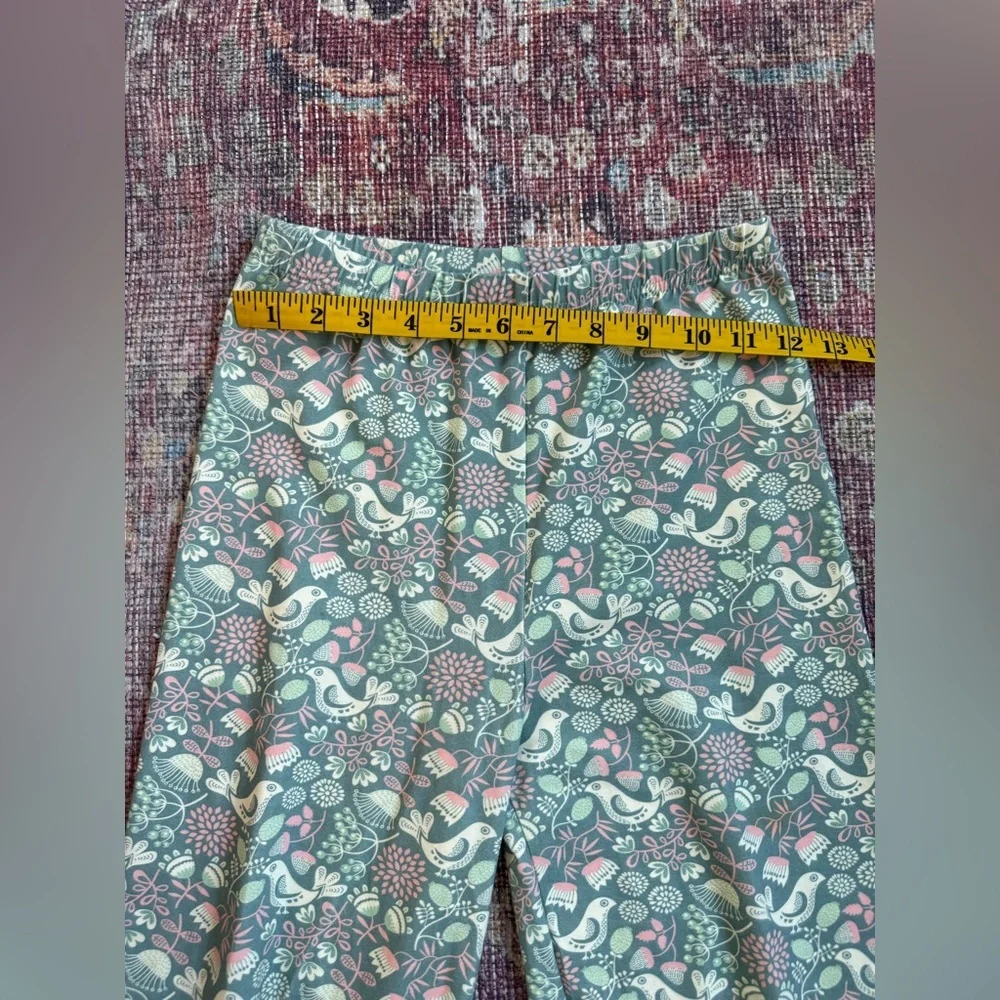 Matilda Jane Girls 12 Big Ruffled Hem Floral & Bird pattern Pants Mint & Pastel